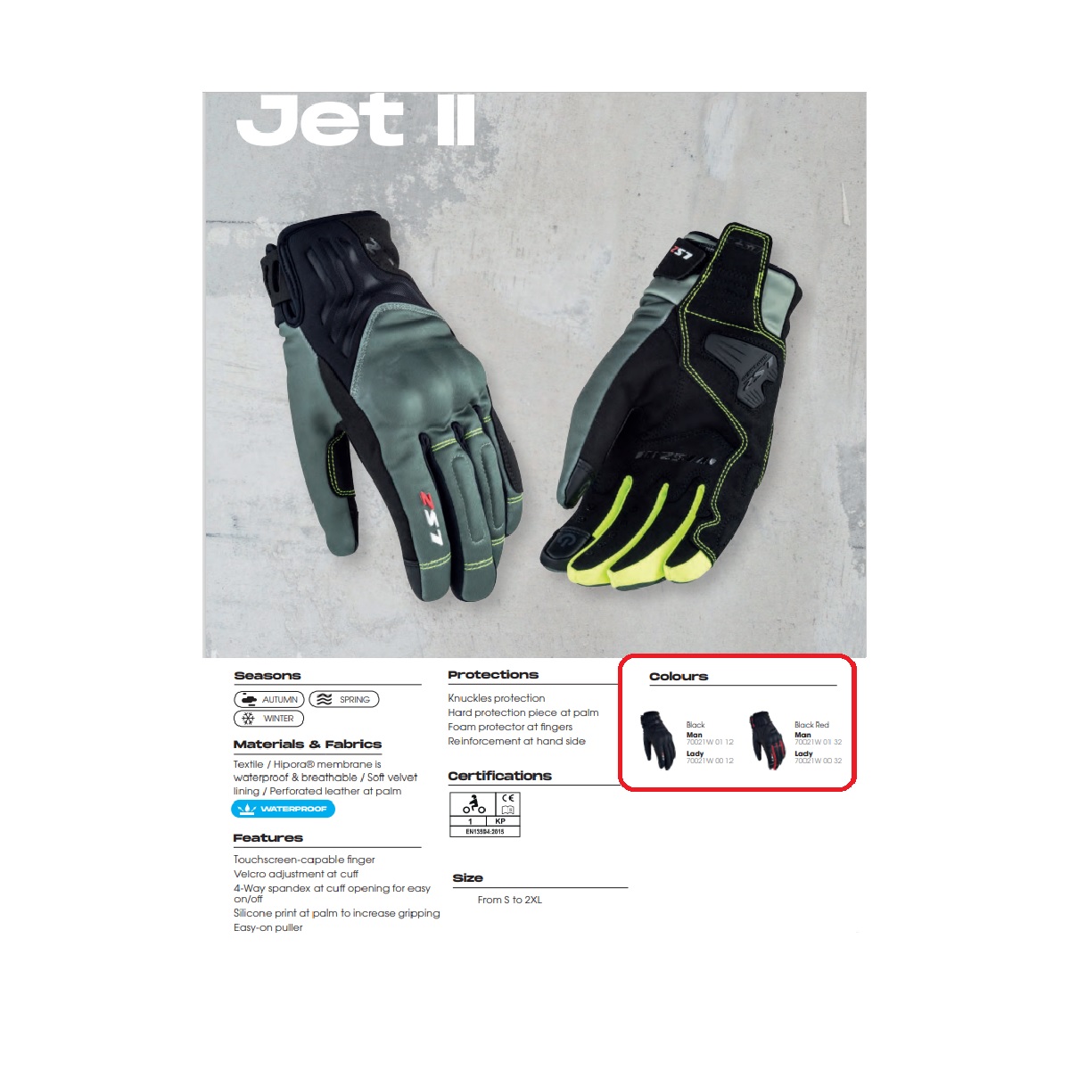 Guantes Moto Ls2 Jet Man Touring Rojo Estaciones Impermeables