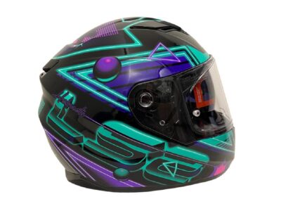 Casco Integral Con Lentes Ff320 Evo Synth Negro Verde Violeta