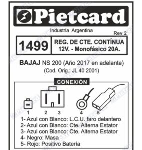Regulador 12v 20a Mofset Bajaj Ns200 Jl402001 Pietcard Argentina - Imagen 3