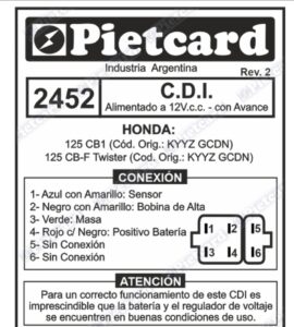 Cdi Con Avance A Bateria Pietcard Argentina Honda 125 Cb1 - Imagen 2